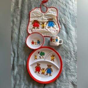 Vintage 1980s Kids Teddy Bear Tableware set